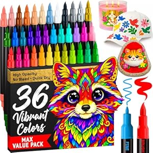 ARTISTRO 36 marcadores de pintura acrílica, bolígrafos de pintura para dibujo, para tela, roca, vidrio, madera, moldes, regalo de artes y manualidades para adultos, adolescentes, niños, imprescindibles para el aula y suministros escolares