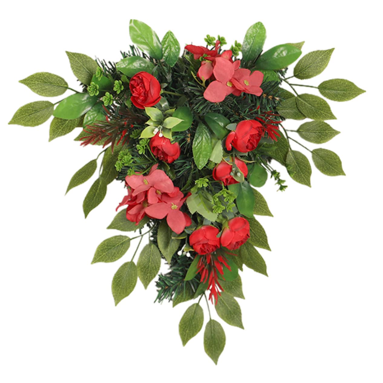 Alipis Guirnalda Floral Simulada Roja de Hortensia para Pared y Puerta