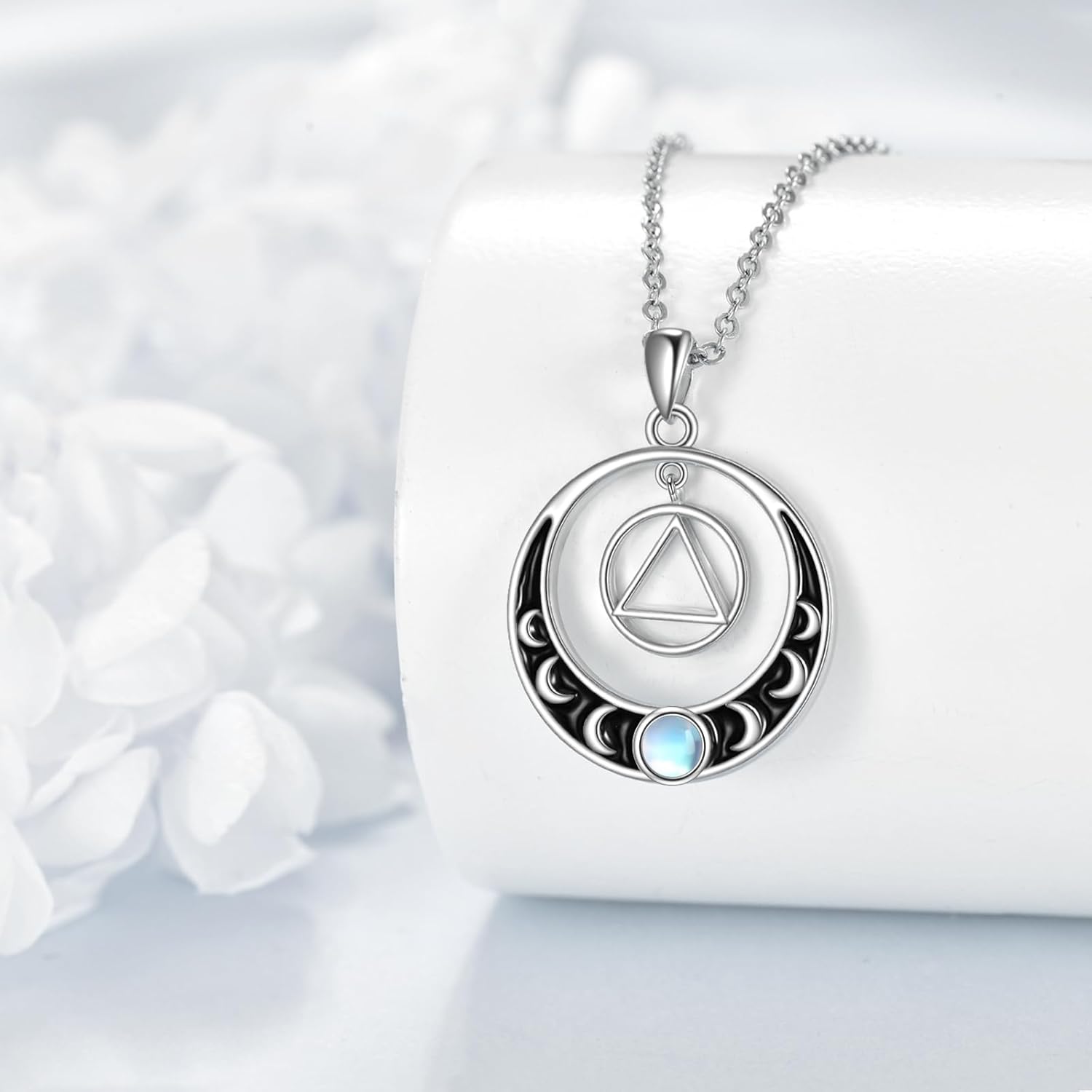 AA Gift Necklace 925 Sterling Silver Alcoholics Anonymous Recovery Symbol Necklace Crescent AA Sobriety Jewelry for Women - Image 2