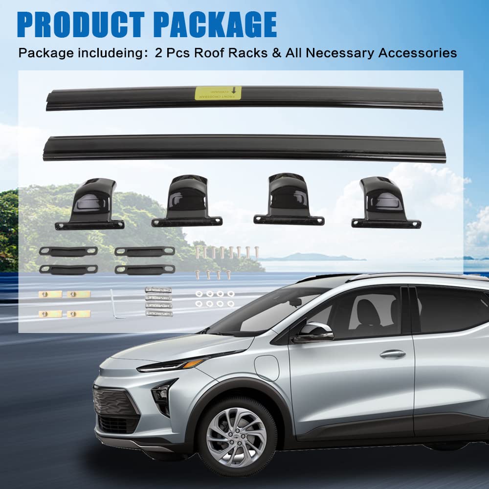 AUXPACBO Roof Rack Cross Bars Fit for Chevy Chevrolet Bolt-EUV Bolt EUV 2022 2023 Black Crossbars Luggage Carrier Bars