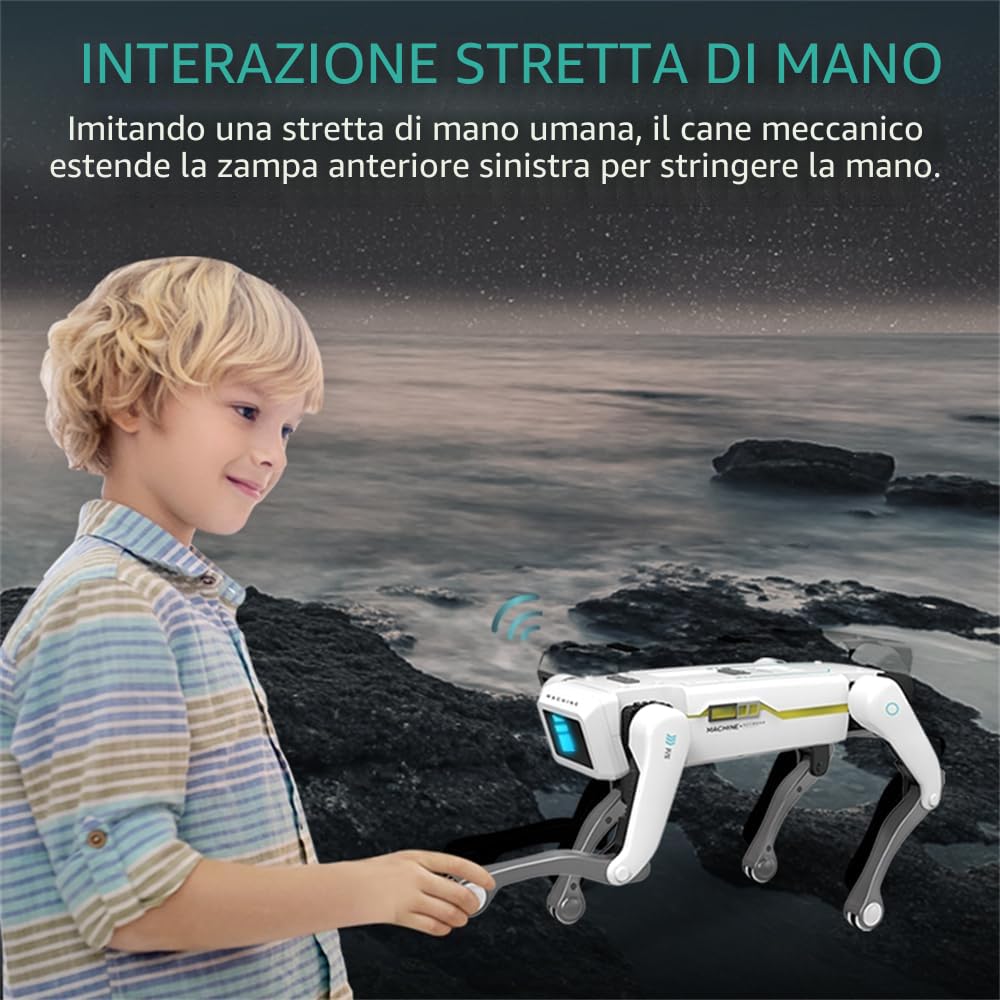 Robot cane giocattolo telecomandato per bambini 3-12 anni, cane robot intelligente supporta il controllo APP, può programmare, ballare, musica e interagire