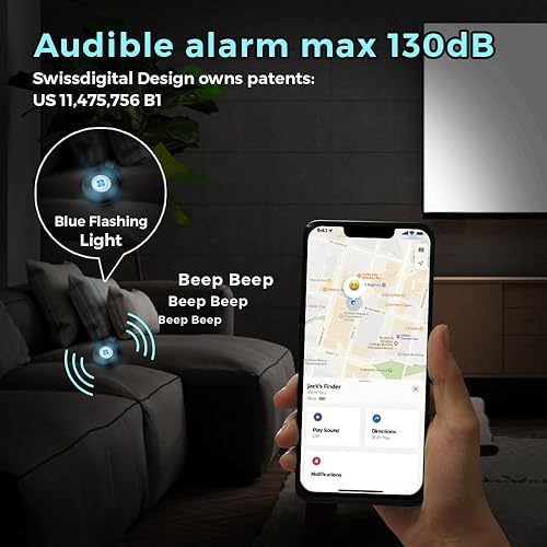 Miniatura 8 de Swissdigital Design - Paquete de 2 localizadores de llaves que funciona con Apple Find My Bluetooth, rastreador funciona con Apple Find My para
