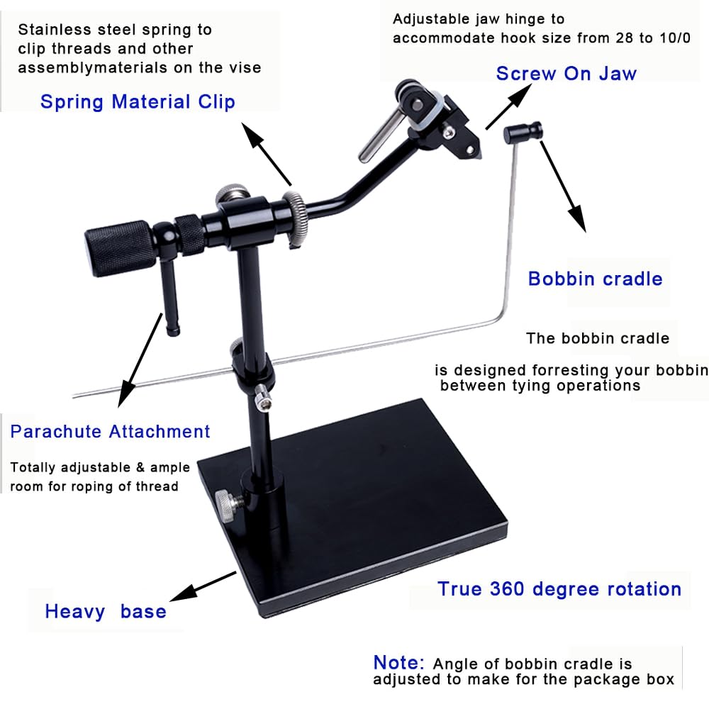 Rotary Fly Tying Vise with Travel Case Fly Tying Vice Kit