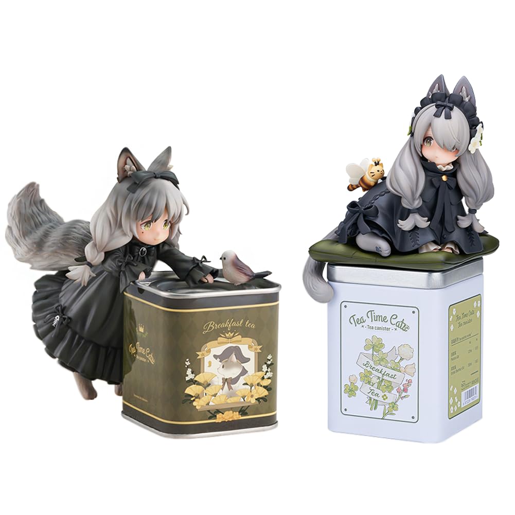 Jiumaocleu 2pcs Anime Cat Figure Model Statue, Decorated Life Collection Figure, Mini Cute Cartoon Manga Action Figure Sculpture, Handmade Collectible Desktop Display Decoration