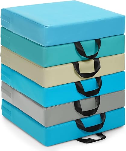 Costzon 6 cojines de suelo de 15 pulgadas para niños, 3 pulgadas de grosor, impermeables, asientos suaves y flexibles con asa para aula, hogar,