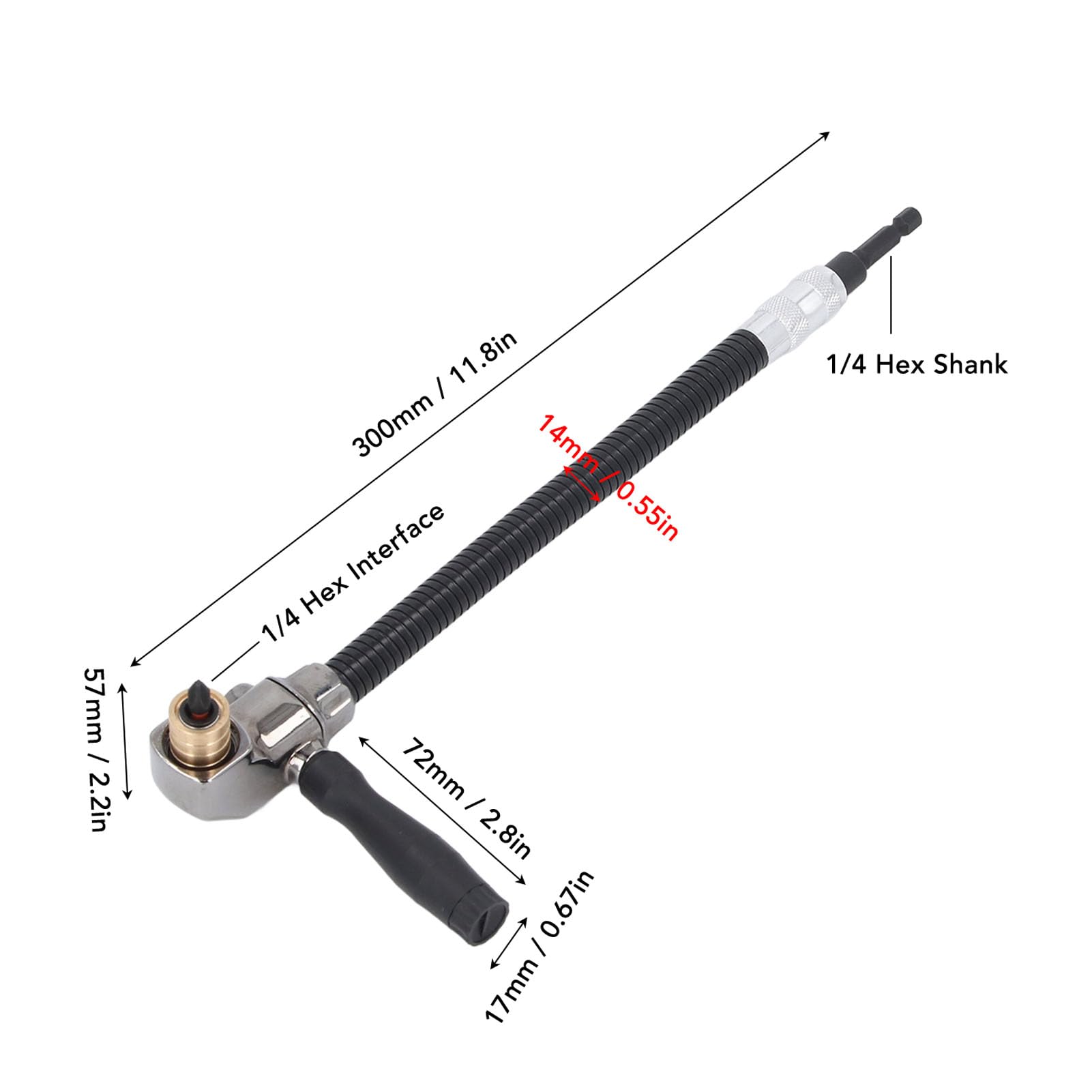 Extension Flexible du Bit de Perceuse avec Adaptateur de Forage à Angle Droit, Porte-tronçon D'extension du Tournevis à Arbre Flexible de 11,8