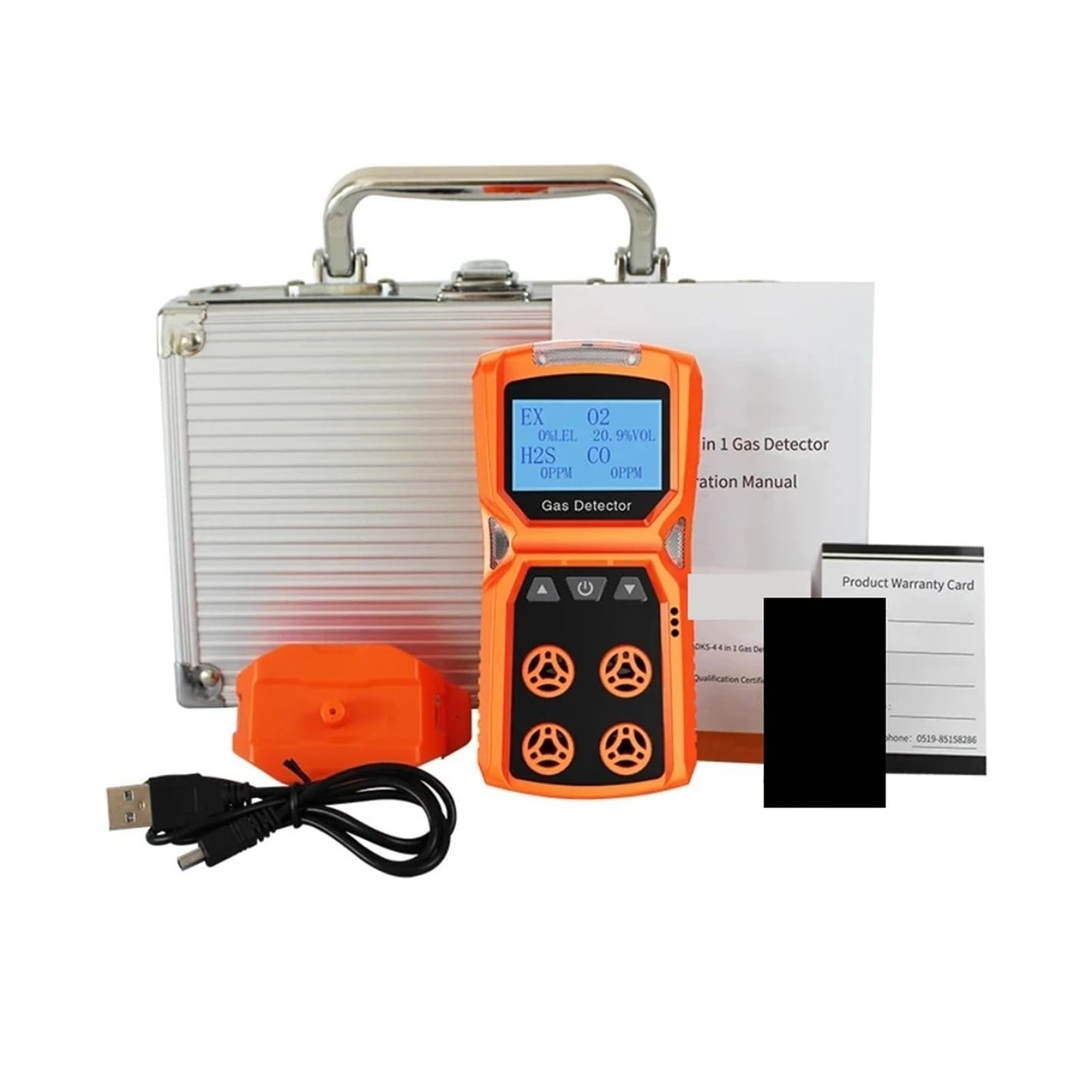 Przenośny detektor gazu z wyświetlaczem LCD, miernik wielogazowy H2/CO/PH3/CO2/H2S/NH3/O2/NO2/NO/EX/CH4 do pracy i domu Daty w czasie rzeczywistym(CO-0-1000ppm)