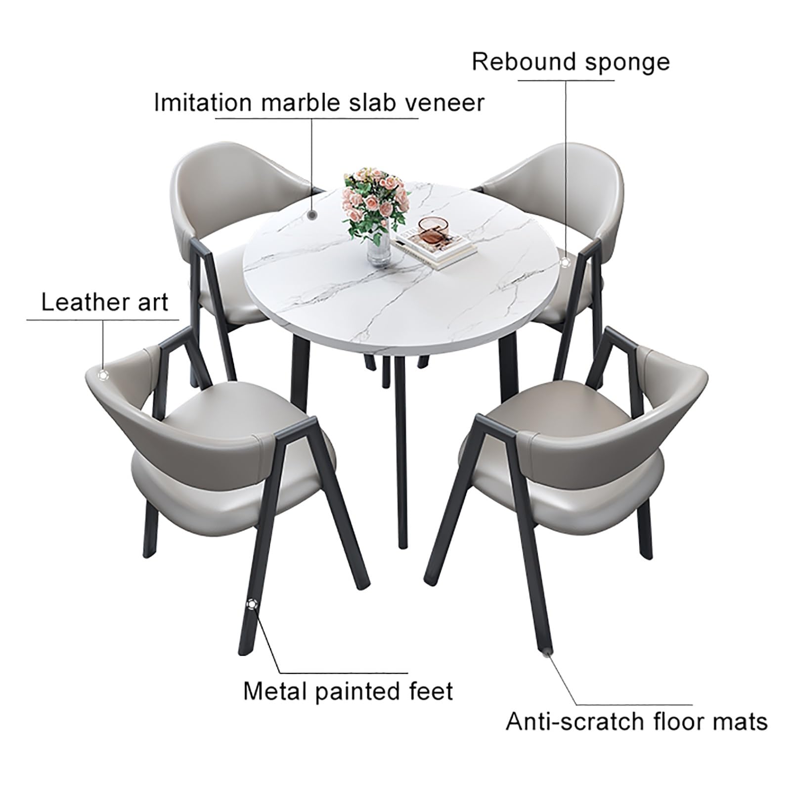 Table Salle à Manger Ronde pour 4 Personnes, Table Ronde Cuisine Ensemble 4 Chaises, Combinaison Table Basse et Chaise Table Salle à Manger Balcon Salon Table NéGociation RéCeption Bureau et Combinais