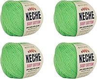 Vista 30 de Keche Hilo de algodón, 60% algodón, 40% hilo acrílico, hilo de algodón suave para crochet y tejer, hilo amigurumi, 1 madeja/bola, 1.76 onzas (50g)