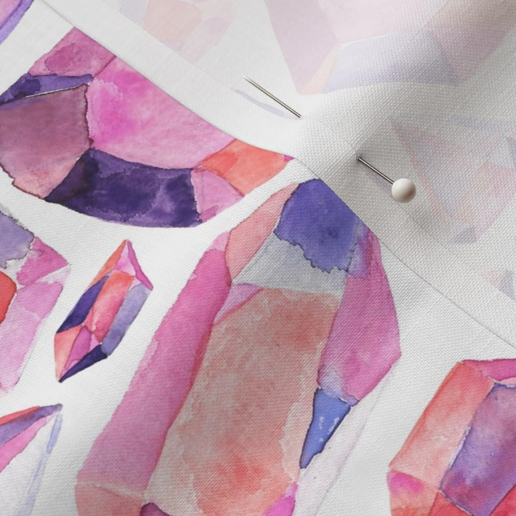 Spoonflower Fabric - Pink Scale Gemstone Magical Boho Fun Bright Geometric Geode Crystals Printed on Petal Signature Cotton Fabric Fat Quarter - Sewing Quilting Apparel Crafts Decor