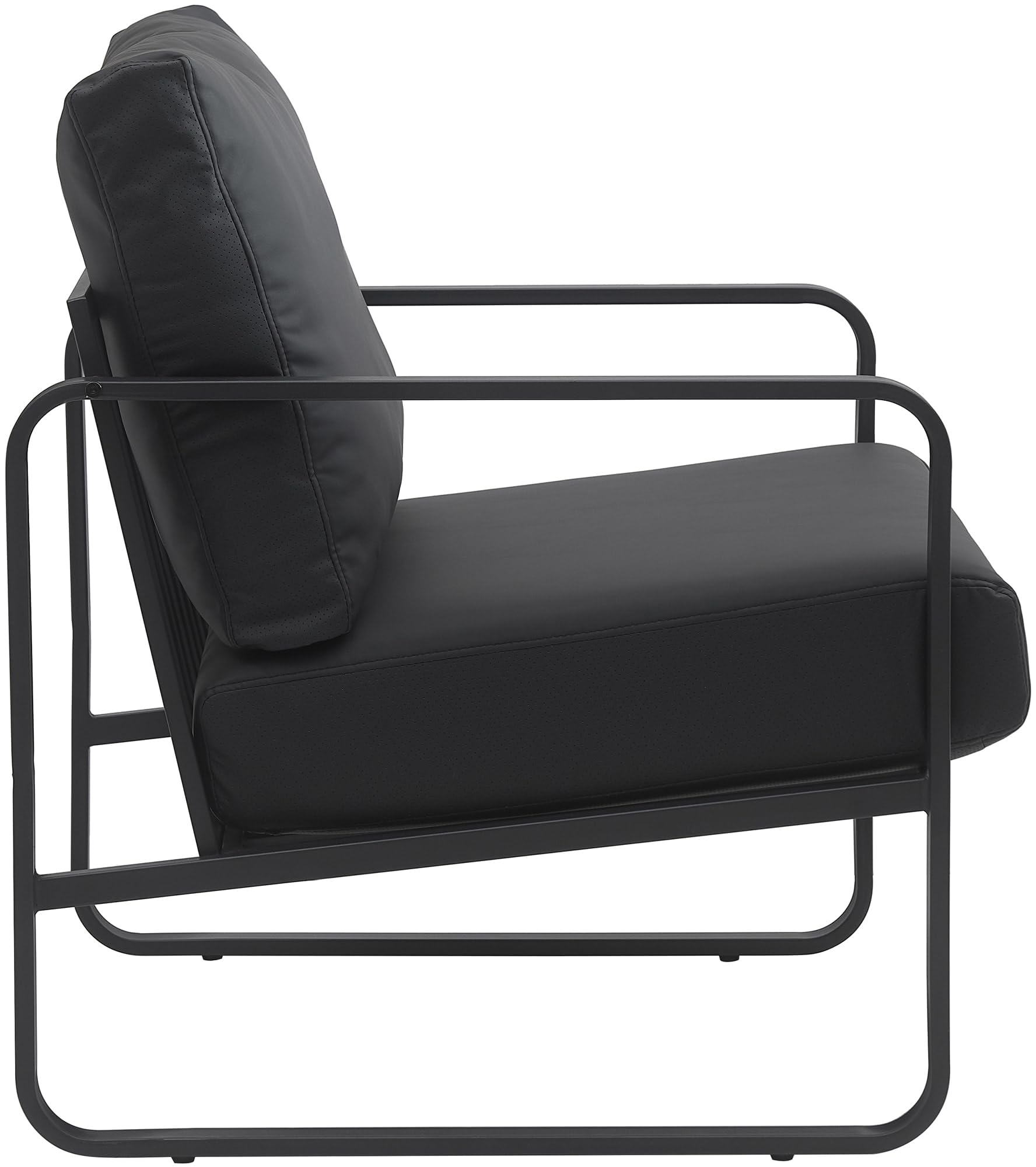 CLP Sillón Relax Manea Tapizado En Polipiel o Tela I Silla Ancha con Base Metálica I Poltrona Elegante & Acolchada, Color:Negro, Material:Cuero Sintetico