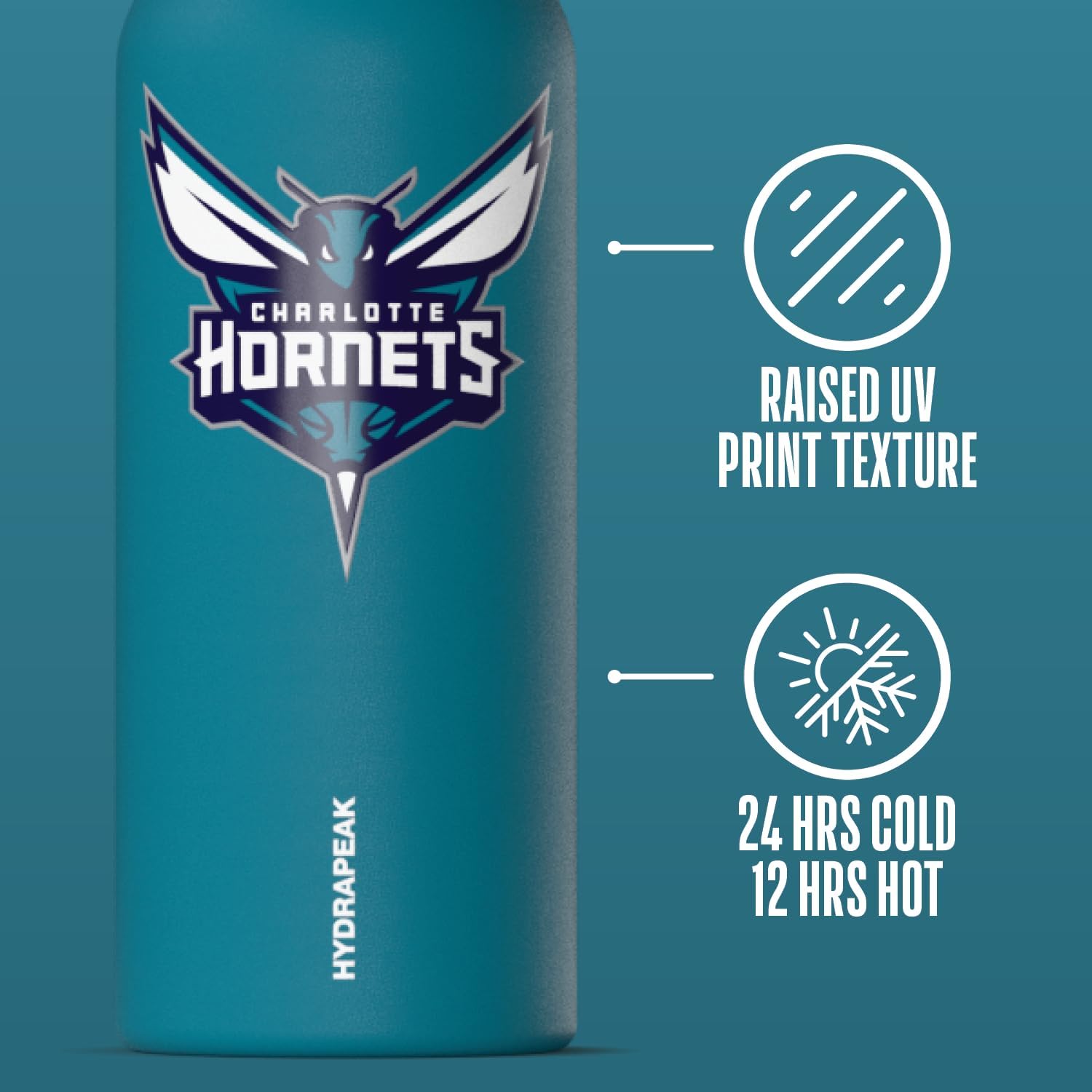 Hydrapeak x NBA Officially Licensed Charlotte Hornets Oasis 32 oz Water Bottle with Chug Lid Push Button, Stainless Steel Water Bottle No Straw, 32 oz Insulated Water Bottle