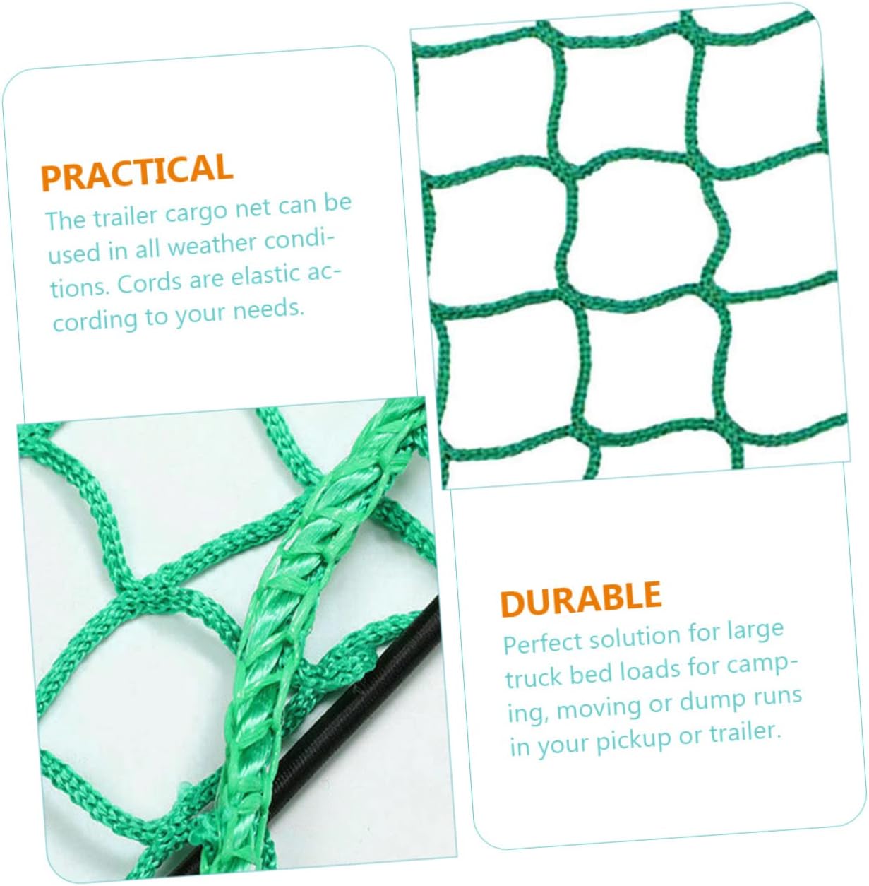 OUNONA Mesh Truck Trailer Cargo Net Extend Cover Hooks Heavy Duty Nylon Net for Car Truck Bed Bed for Car