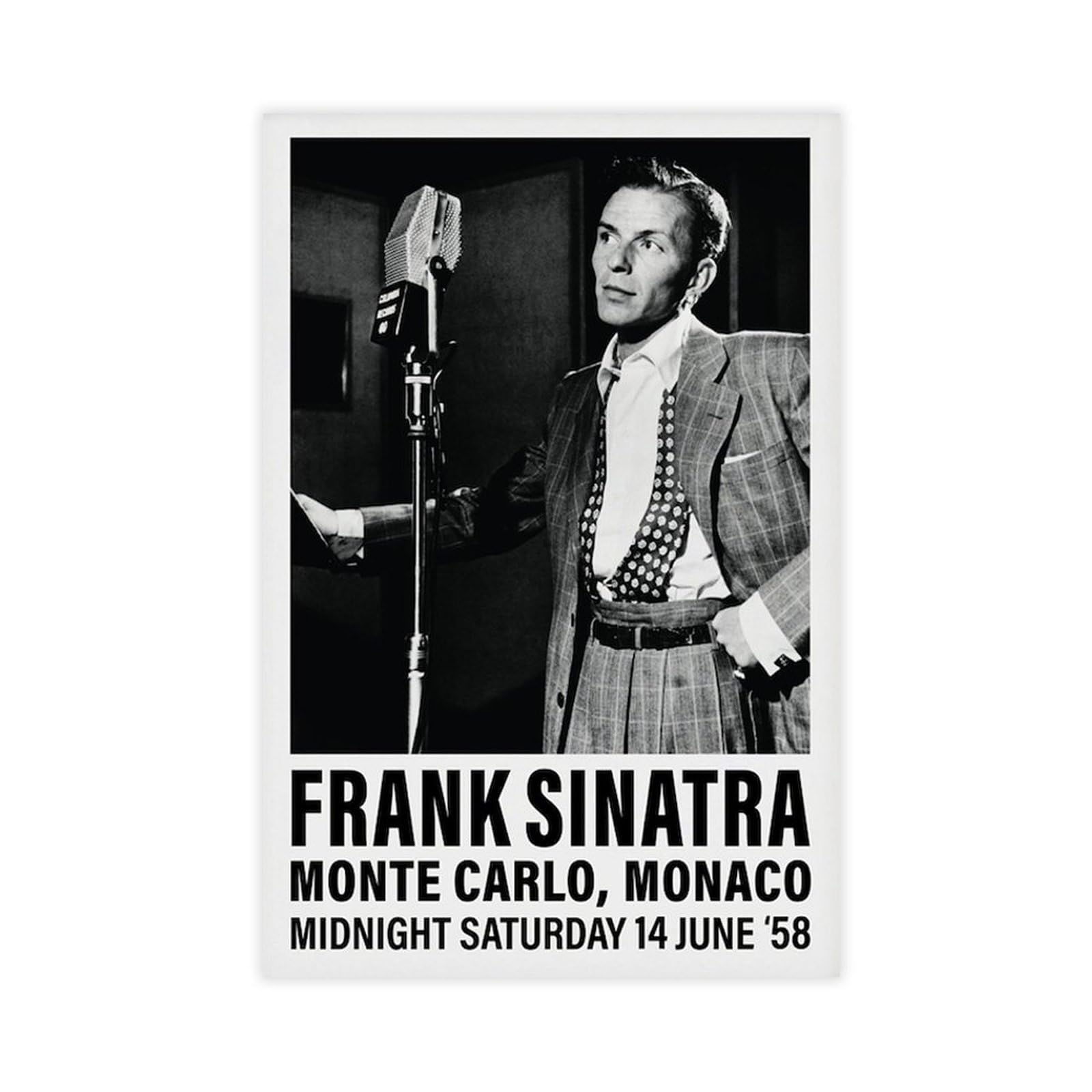 QIENAZIO Frank Sinatra Black And White Music Retro Concert Canvas Modern Poster Wall Art Decor Prints Paintings Living Room Bedroom Decor 24x36inch(60x90cm)