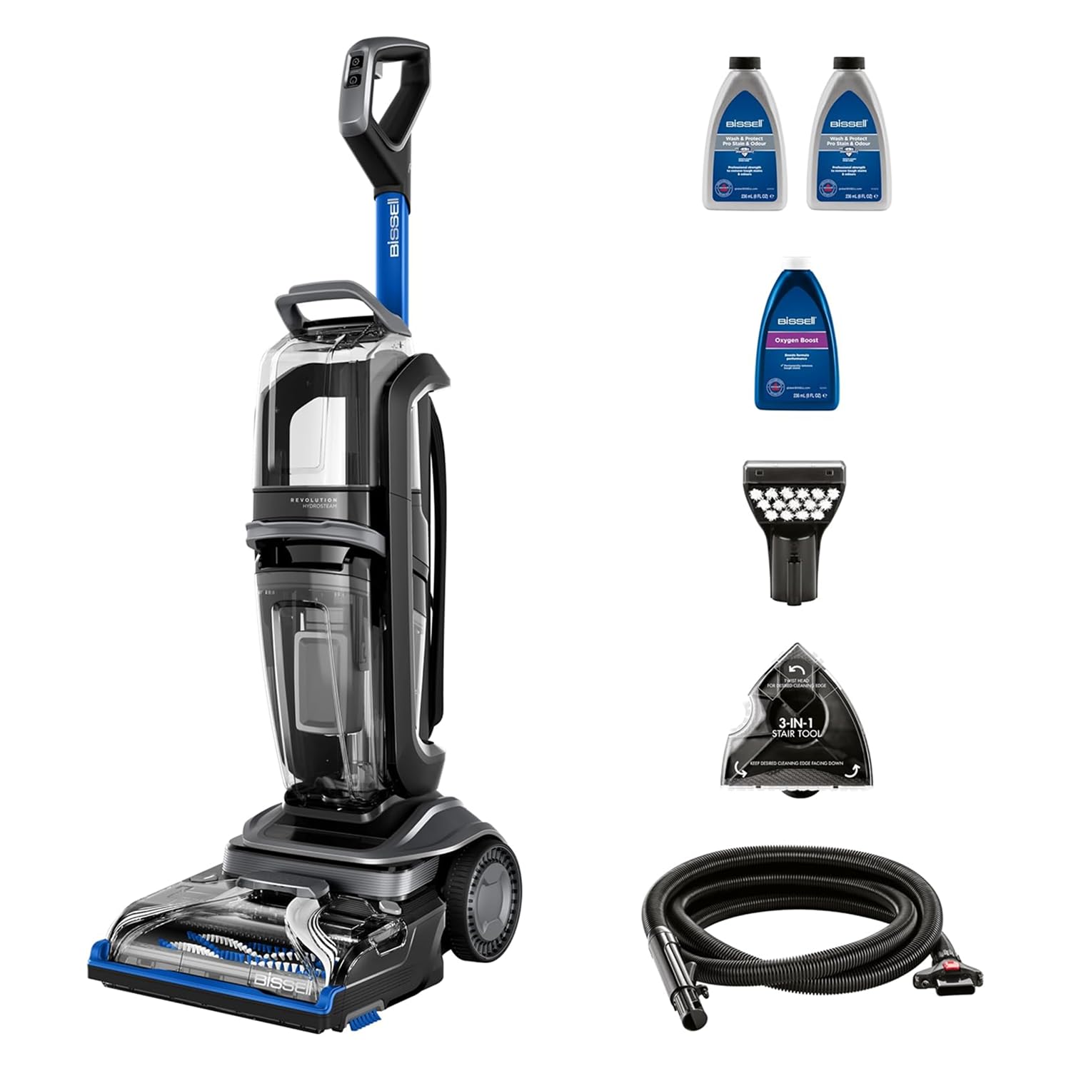 – BISSELL Revolution™ HydroSteam™ Carpet Cleaner, Carpet Stain Remover with Hydrosteam™ Technology, Steam Cleaner, Carpets Dry in 30 mins, Upholstery Cleaner with 3.7L Clean Water Tank, 3670E