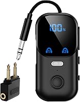daskmenbo Bluetooth 5.4 2-in-1 Transmitter Receiver with Mic, LED Display & aptX Adaptive for AirPods, TV, Airplane, Car Stereo
