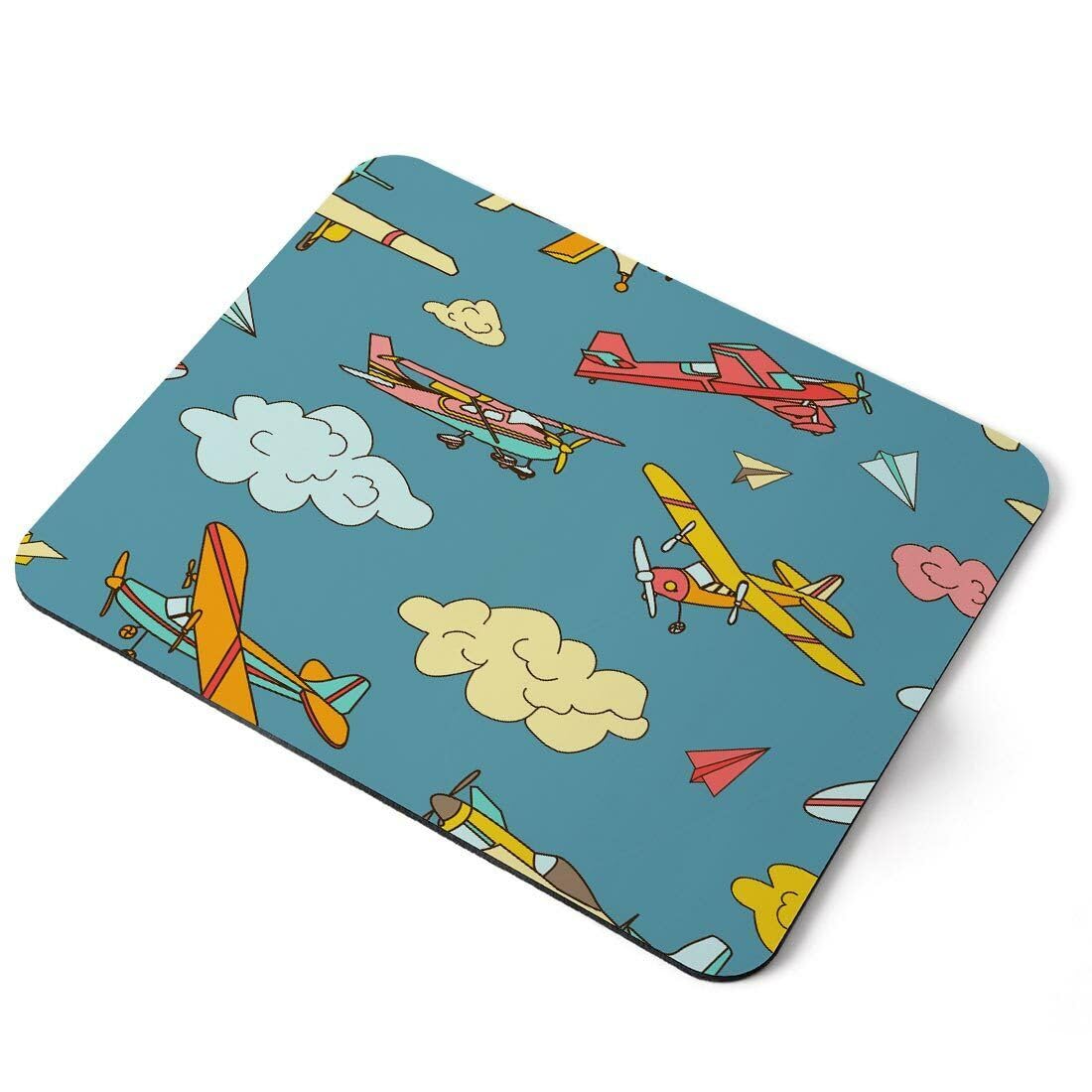 MIKKA ENTERPRISES Mouse Mat Pad - Cartoon Airplanes Jet Plane Pilot Laptop PC Desk Office #8804 Printed Rubber Mouse pad, Home Office Use, Non Slip