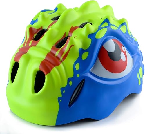 Kids Bike Helmet with Light, Dinosaur Helmet Adjustable for Toddler Children Boys & Girls, Multi Sports