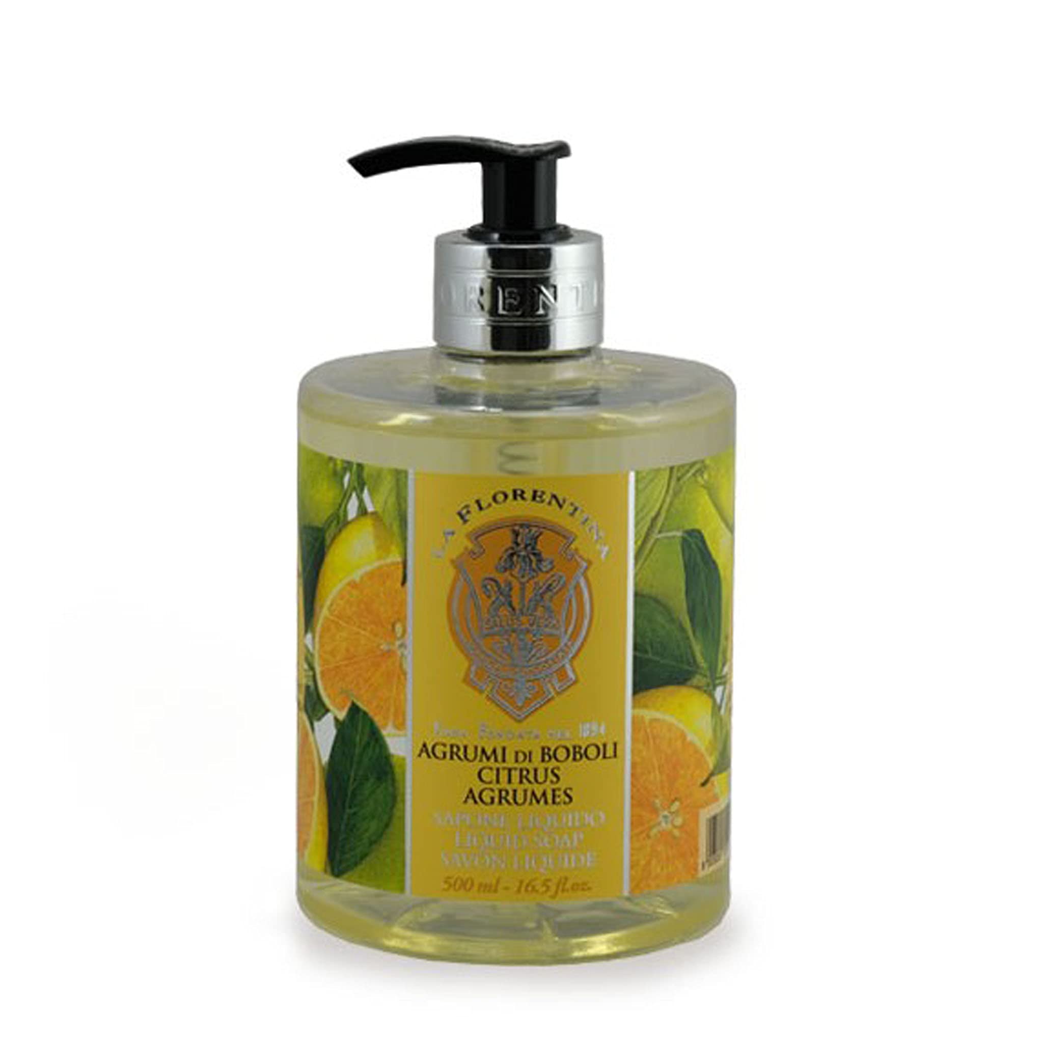 Bellosguardo Collection:"Agrumi di Boboli" - Hand Wash Liquid Soap, Citrus Scent 16.5 fl.oz. (500 ml). Italian Import.