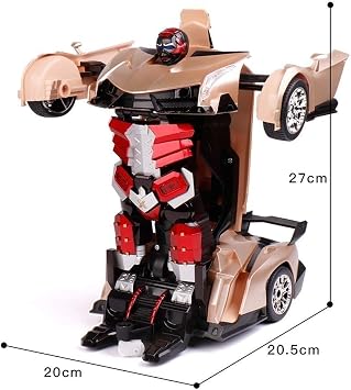 Dancing High Speed Mini Golden Rotating Racing Infrared Detection Shape Shift Action Toy Robot and RC Car One Button Transforming RC Car 1/12 Percent Car Robot Model