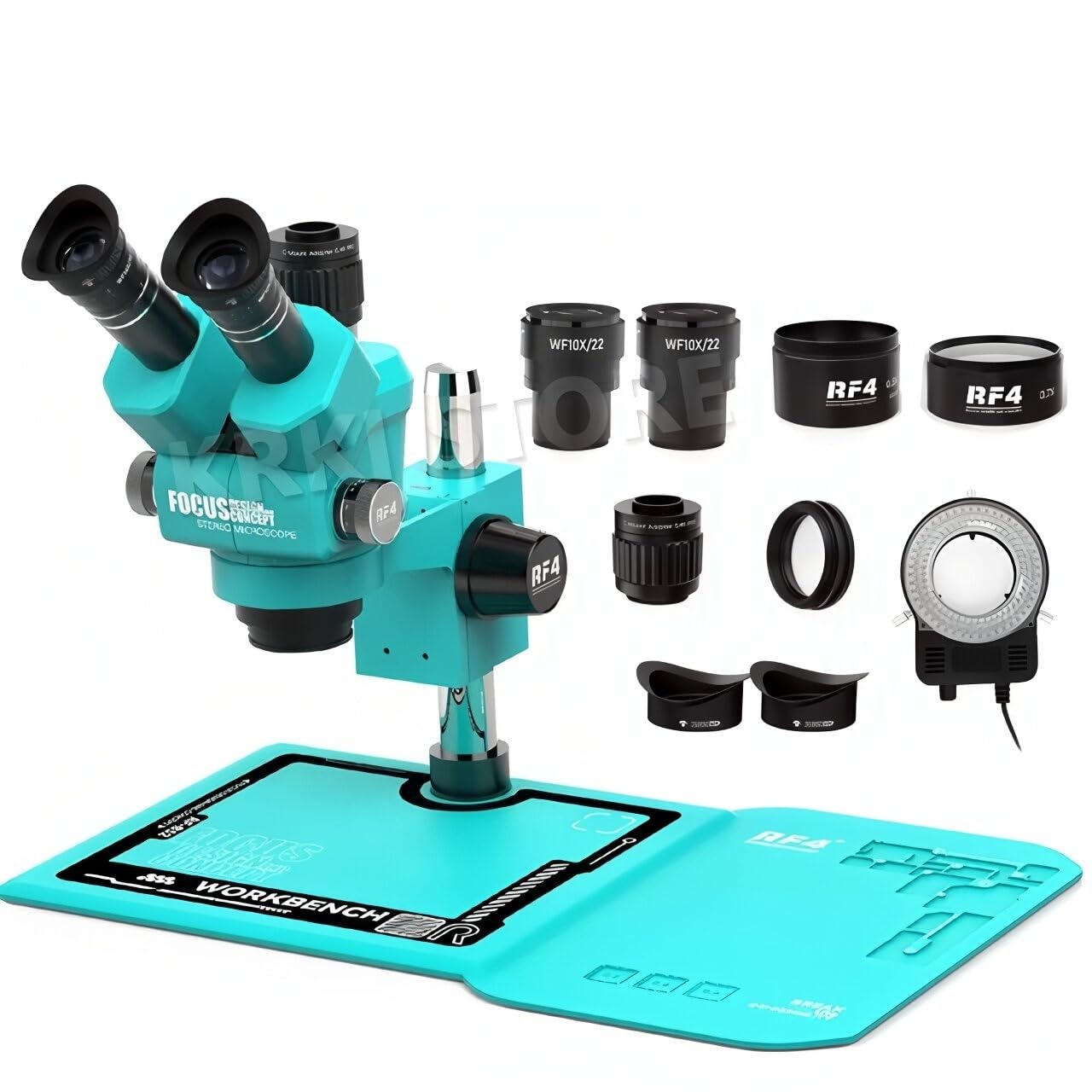 Microscopio estereoscópico trinocular con Sistema a Prueba de Polvo, Zoom 6.5-55X, Campo Amplio, cámara HDMI USB de 4K para Soldadura y reparación de PCB (RF-55PM-B52)