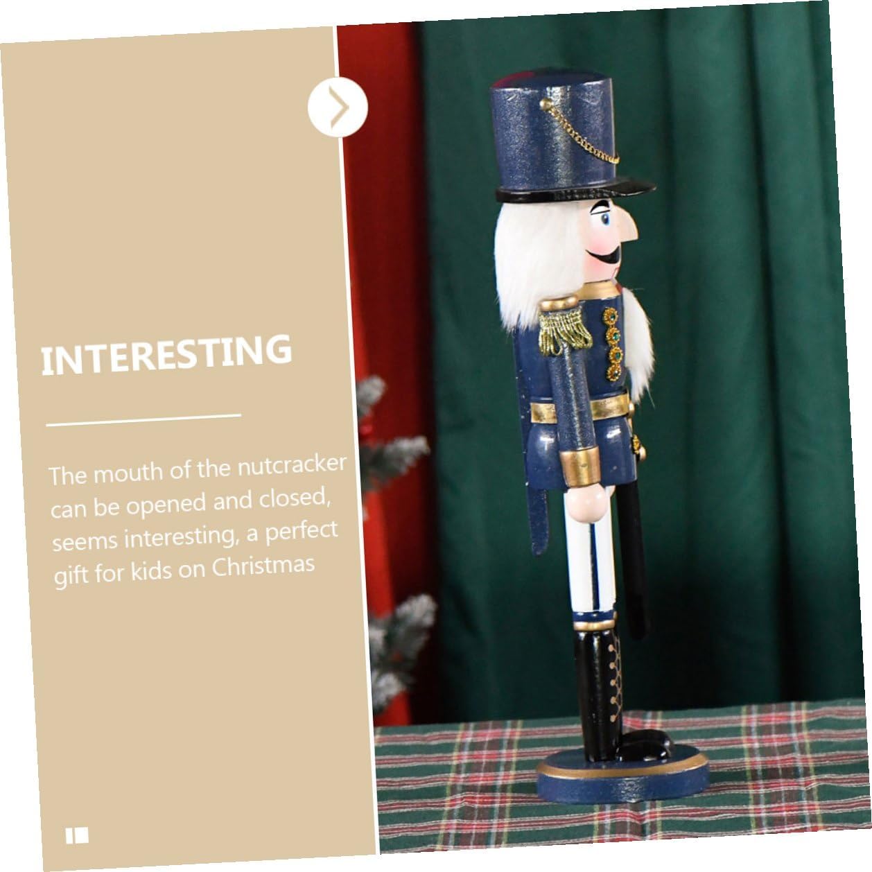Wood Nutcracker Figurine Soldier 38cm Blue and White Wooden Christmas Nutcracker Ornament Festive Tabletop Decoration for Holiday Seasonal Décor