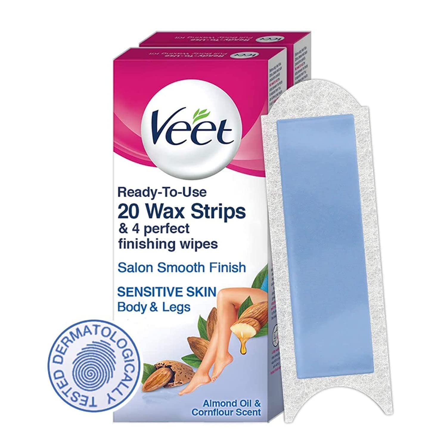 Veet Waxing Strips Kit for Sensitive Skin, 20 Strips (Pack of 2) & Veet Full Body Waxing Strips Kit For Sensitive Skin (20 Strips) - Image 2 thumbnail