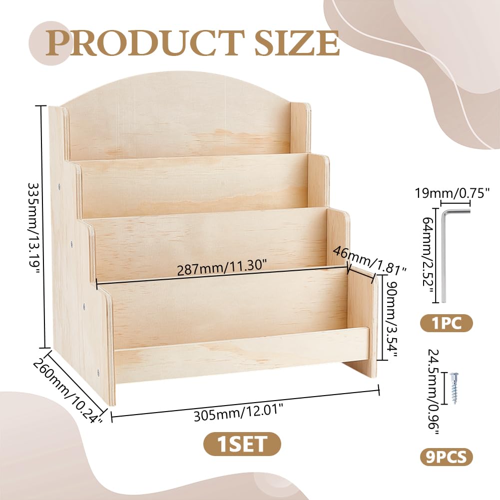 4 Ebenen Design Holzregal Für Grusskarten Aufkleber Aufsteller 12x10x13 Zoll Schreibtisch Organizer Mehrstöckiges Aufbewahrungsregal Für Einzelhandel Ladentheke Zuhause Büro Basteln