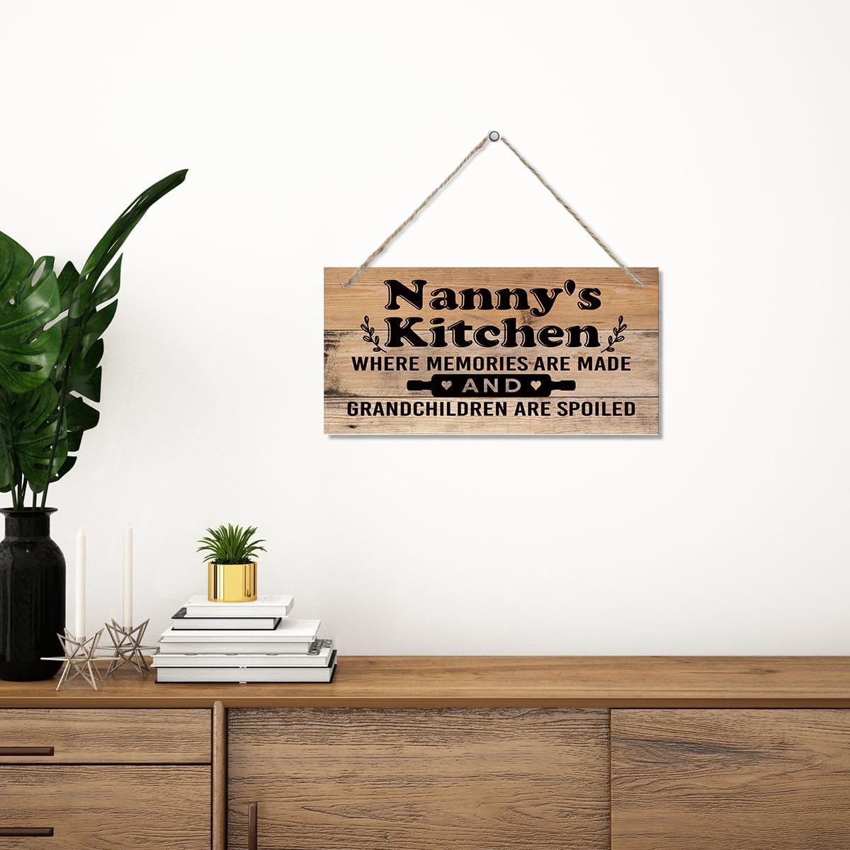 Nanny's Kitchen Sign - Where Memories Are Made and Grandchildren are Spoiled, Nanny Home Decor for Kitchen, Decorative Hanging Wall Plaque Wood Sign, Nanny Gift for Mother's Day, Rustic Kitchen Decor - Image 4