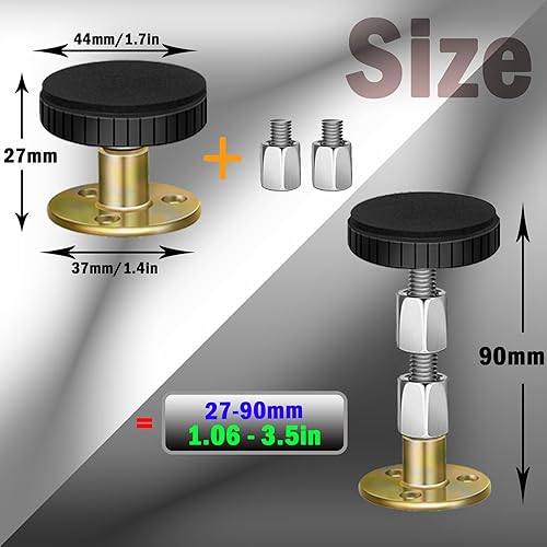 Miniatura 2 de Topes de cabecero roscados ajustables contra la pared, paquete de 4 protectores de marco de cama, herramienta antivibración, dispositivo