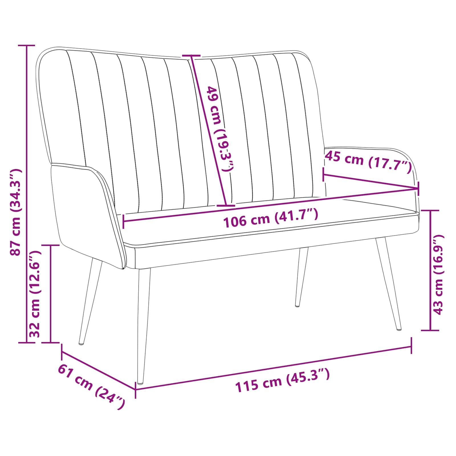 vidaXL Sofa a Due Posti Blu 115 x 61 x 87 cm Velluto, Divano a Due posti in Velluto, Resistente e ergonomico, Comodo per spazi Piccoli, Perfetto per Il Salotto