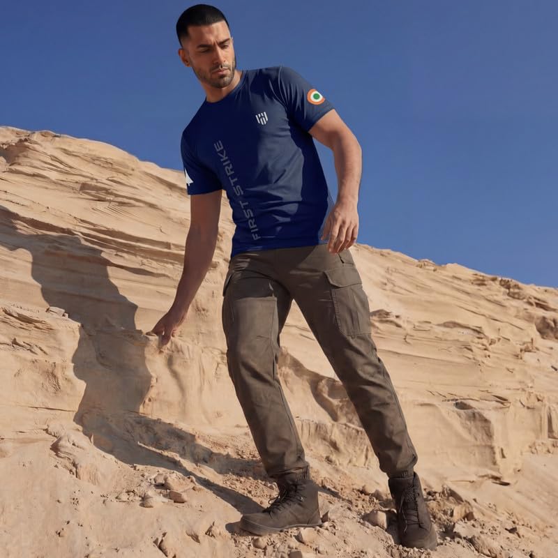 Image of Deployed First Strike Signature Luxesoft Cotton T-Shirt | Army t Shirt for Men | Military | Commando | t Shirts | Round Neck | Half Sleeve | Regular Fit | Black