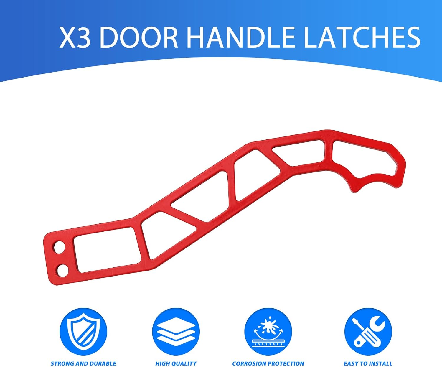 LKV 4PCS X3 Door Handle Latches for Can-Am Maverick DS RS Turbo R Max 2 & 4 Door (2017–2023), Metal Door Strap Replacement Handles (Red)