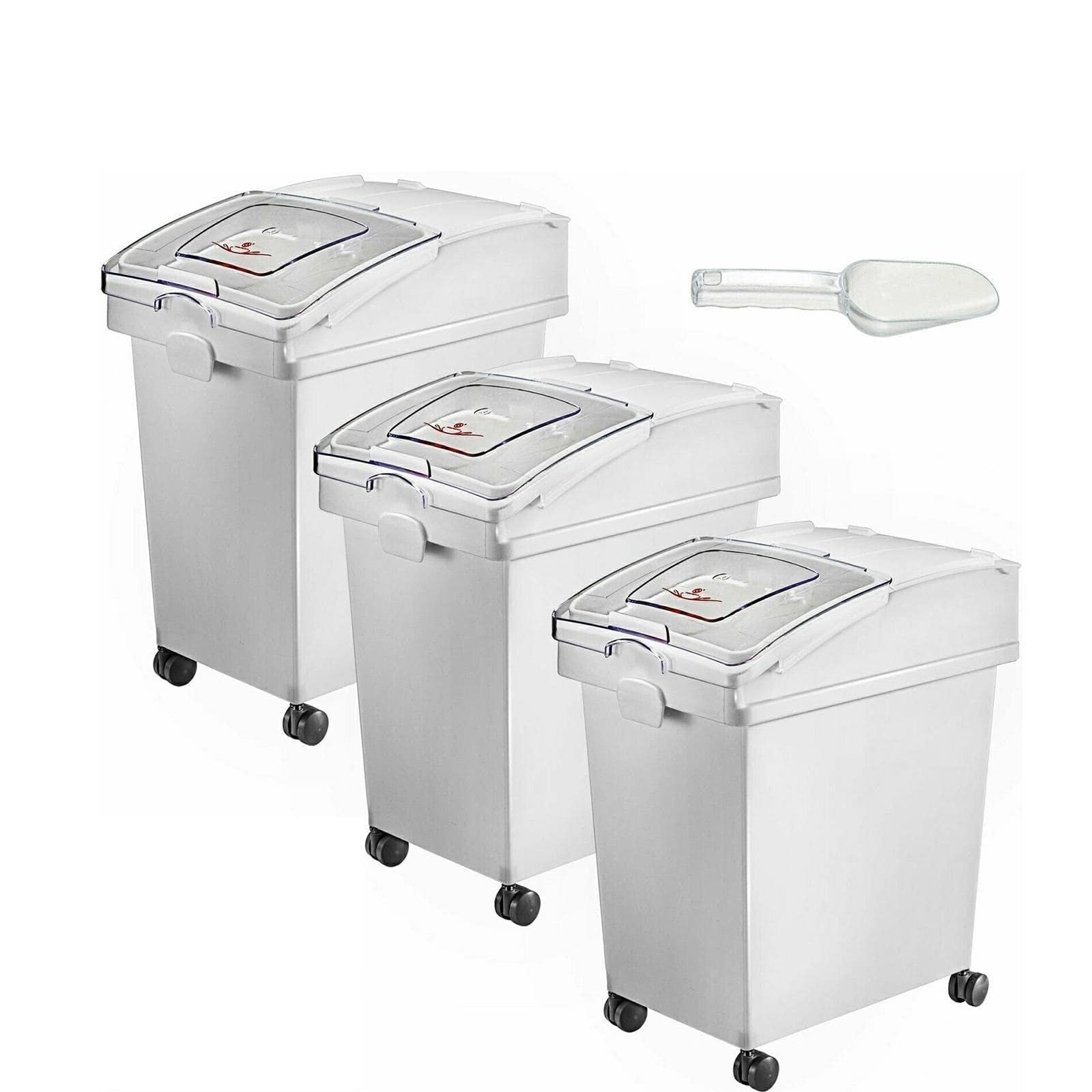 CVFRDD 6.6Gal-21Gal Kitchen Container Ingredient Storage Bin W/Wheel & Scoop for Commercial Home Storing Rice Flour Corn Soybean(3 x 6.6 Gal)