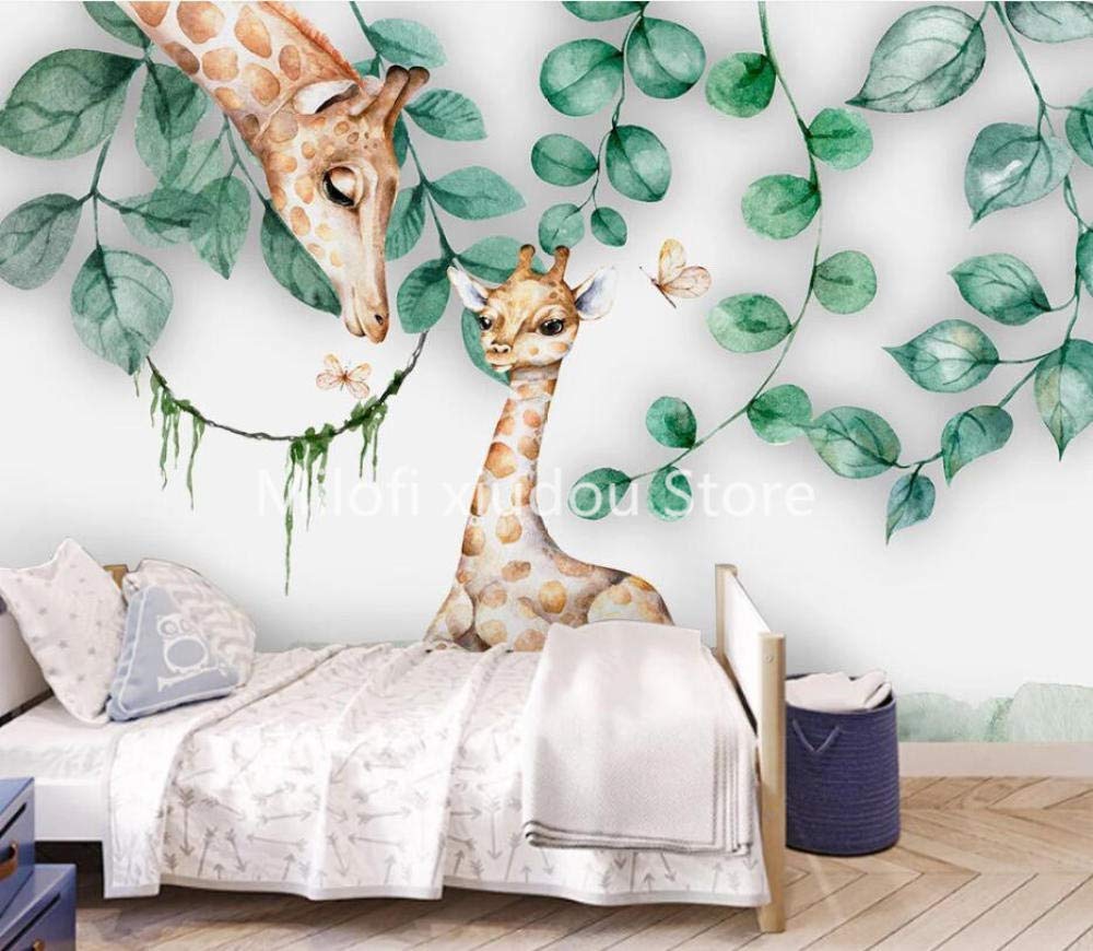 Papier peint 3D girafe 400x280 cm pour deco murale salon
