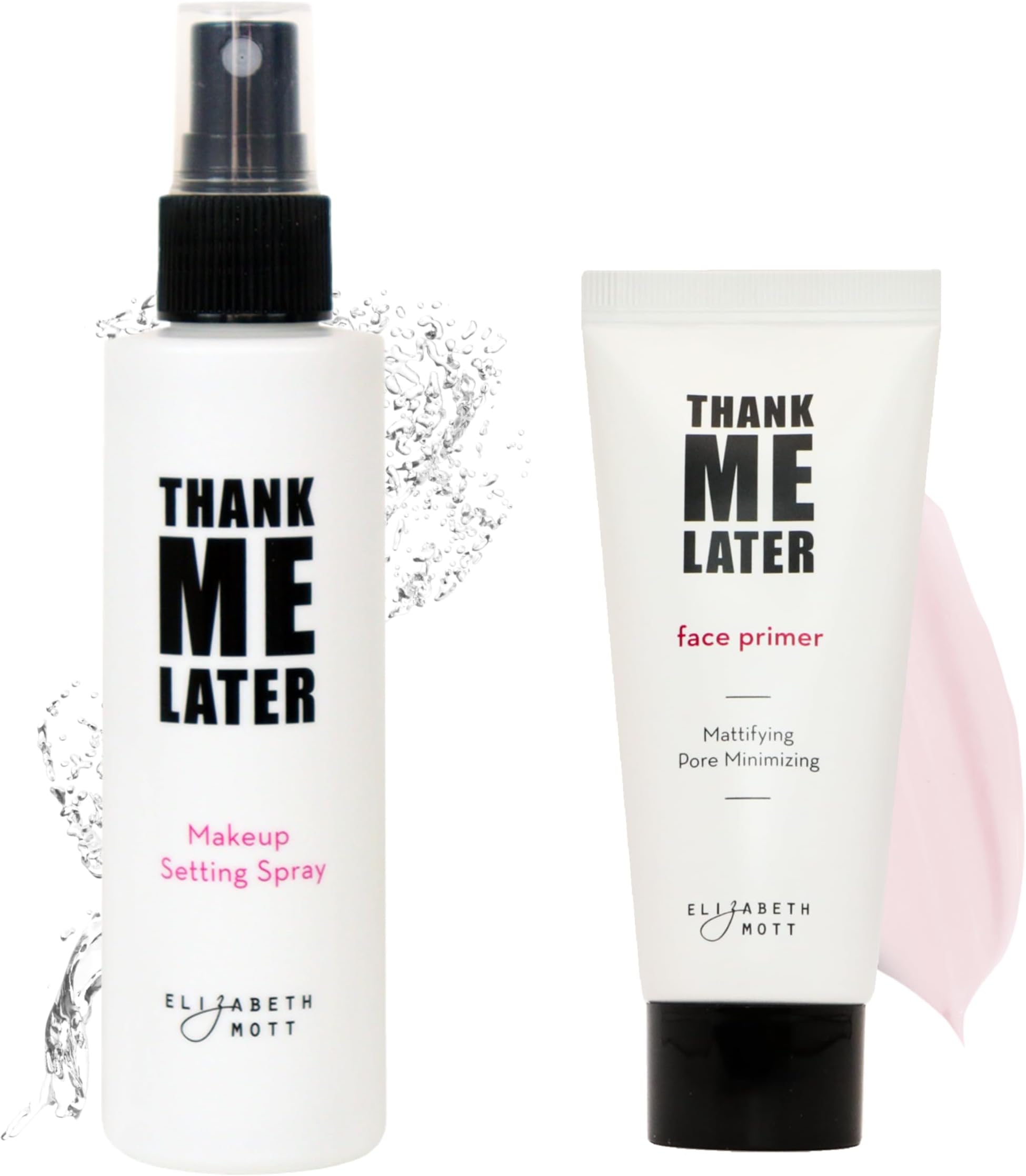 Elizabeth Mott Thank Me Later Primer & Setting Spray Duo – Oil-Control Face Primer for Smooth, Matte Finish & Hydrating Setting Spray with Niacinamide for Dewy, Long-Lasting Makeup – 30g + 95ml