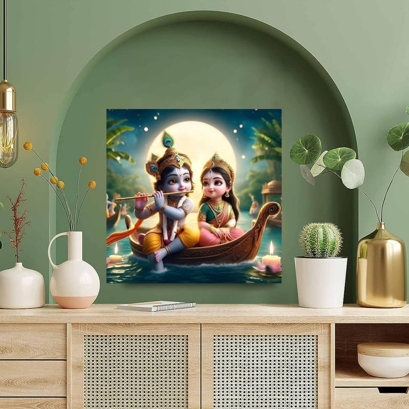 Image of British Terminal Cute little Bal Gopal Baby God Krishna| Kanha Ji | Laddu Lord Makhan Chor Painting Religious Poster for Pregnant Women for wall (matt thin vinyl,sticker,multicolor,unframed)| bj296