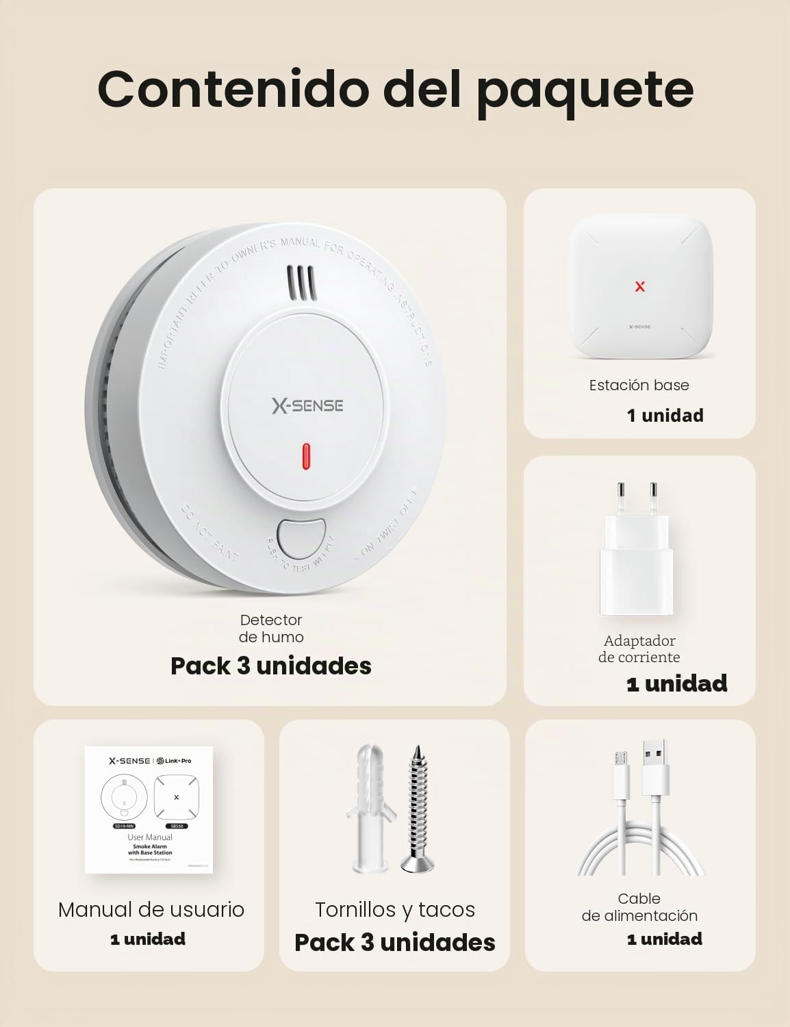 X-Sense Smart SD19-MN31 SD19-MN31 - Detector de humo inalámbrico con batería de 10 años y estación base SBS50, detector de humo fotoeléctrico