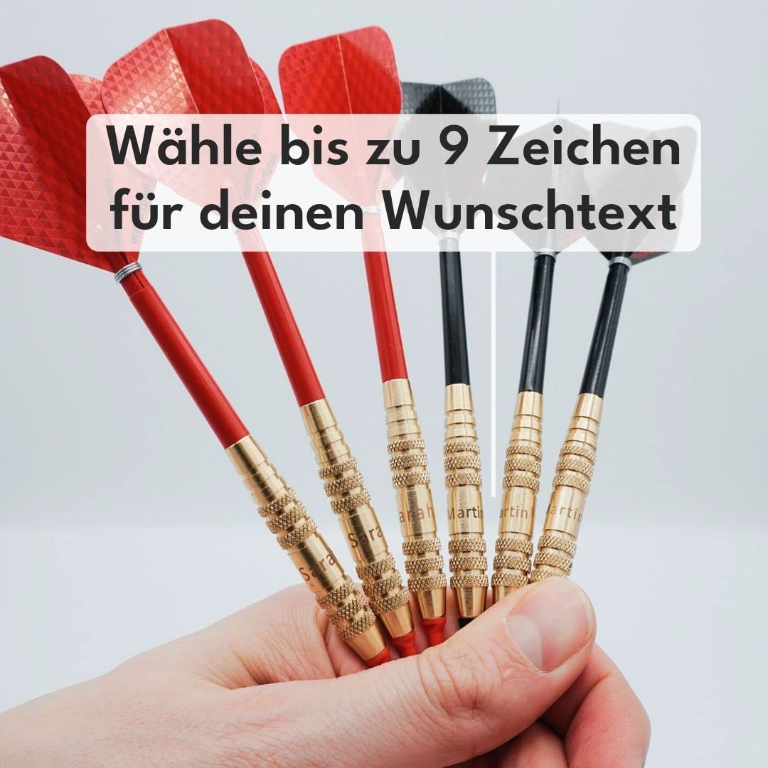 Personalisierte Dartpfeile mit Gravur zum selbst gestalten | Soft Dartpfeile mit Kunststoffspitze, Schäften und Darts Flights für Dartscheibe | 18g Dart-Set personalisiert mit Namen als Dart Geschenk