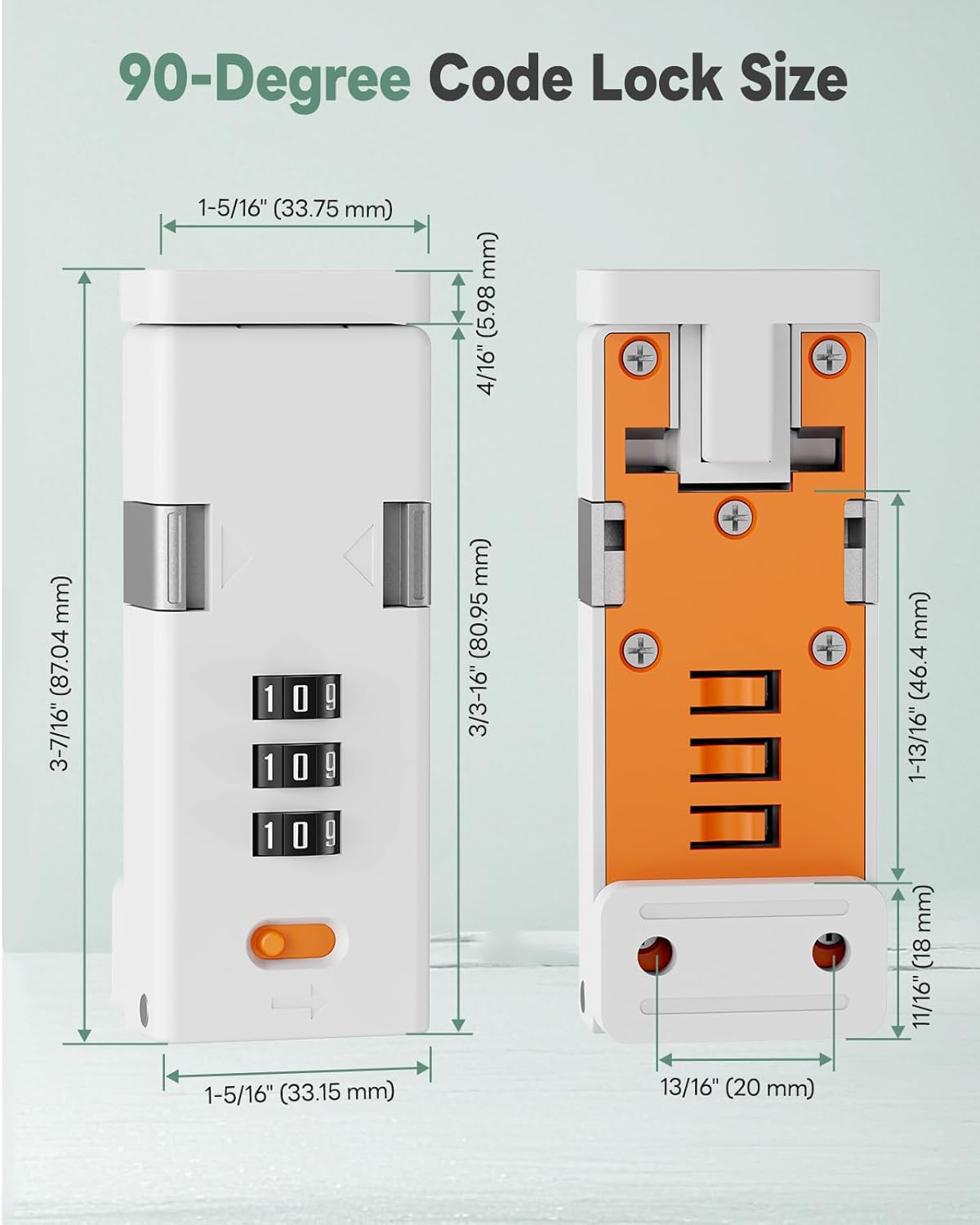 90 Degree Barn Door Combination Lock, 3 Digit Password Keyless Home Security Lock for Kitchen Cabinet, Drawer, Locker, Sliding Closet Doors - Sturdy and Practical Gate Latch (2, White)