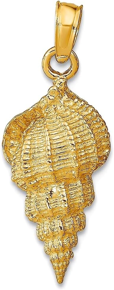 JewelryWeb 9mm 10k Solid Yellow Gold Conch Shell Pendant Necklace Pendant for Women