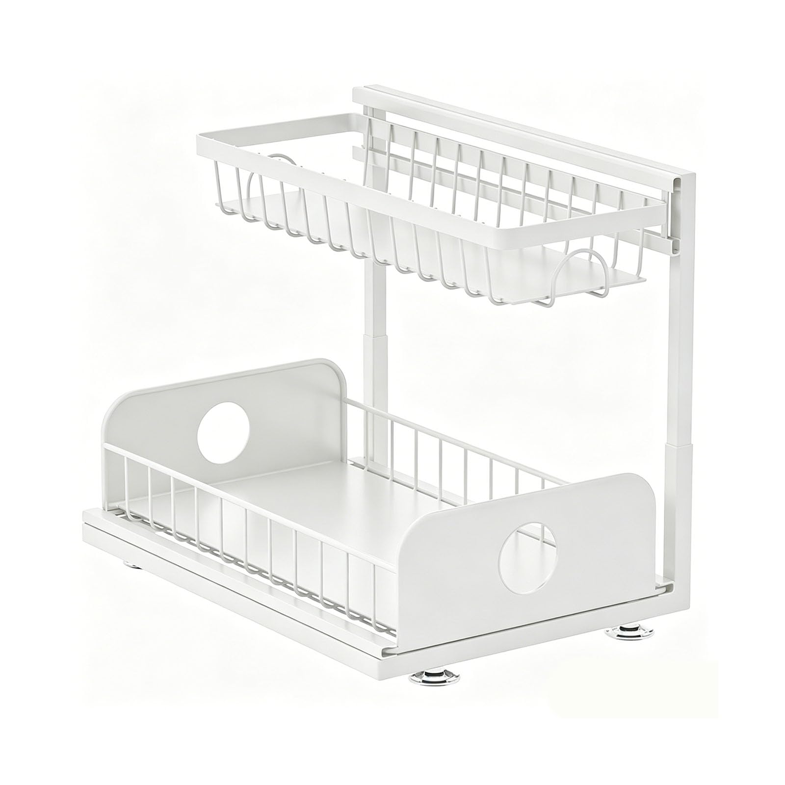 ZBIianxer Space Saving Under Sink Rack with Sliding Basket & Rusts Proof Coating Modern Under Sink Tray Easy to Use for Wet Areas Strong Carbon Steel Shelf