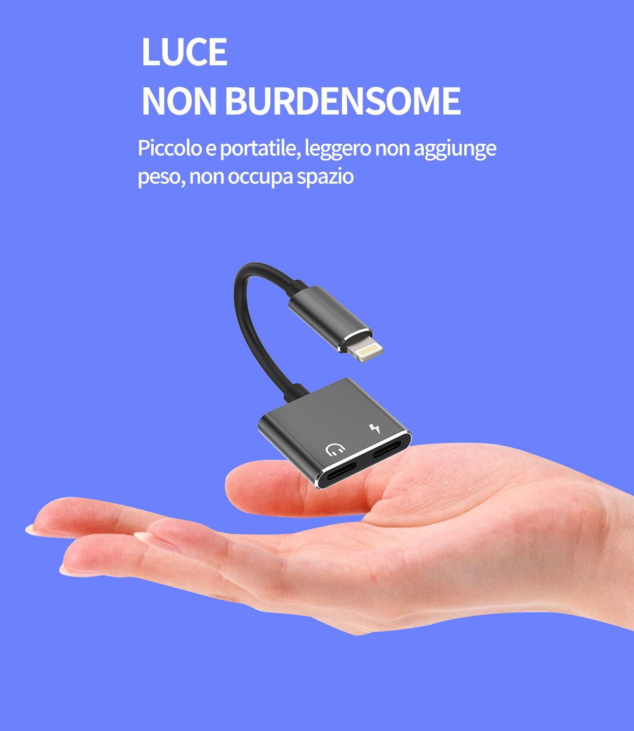 Adattatore 2 In 1 Da Lightning A Jack 3.5 Mm E Ricarica - Certificato MFi, Per IPhone E IPad, Cavo AUX Splitter (Blu E Viola) - 2