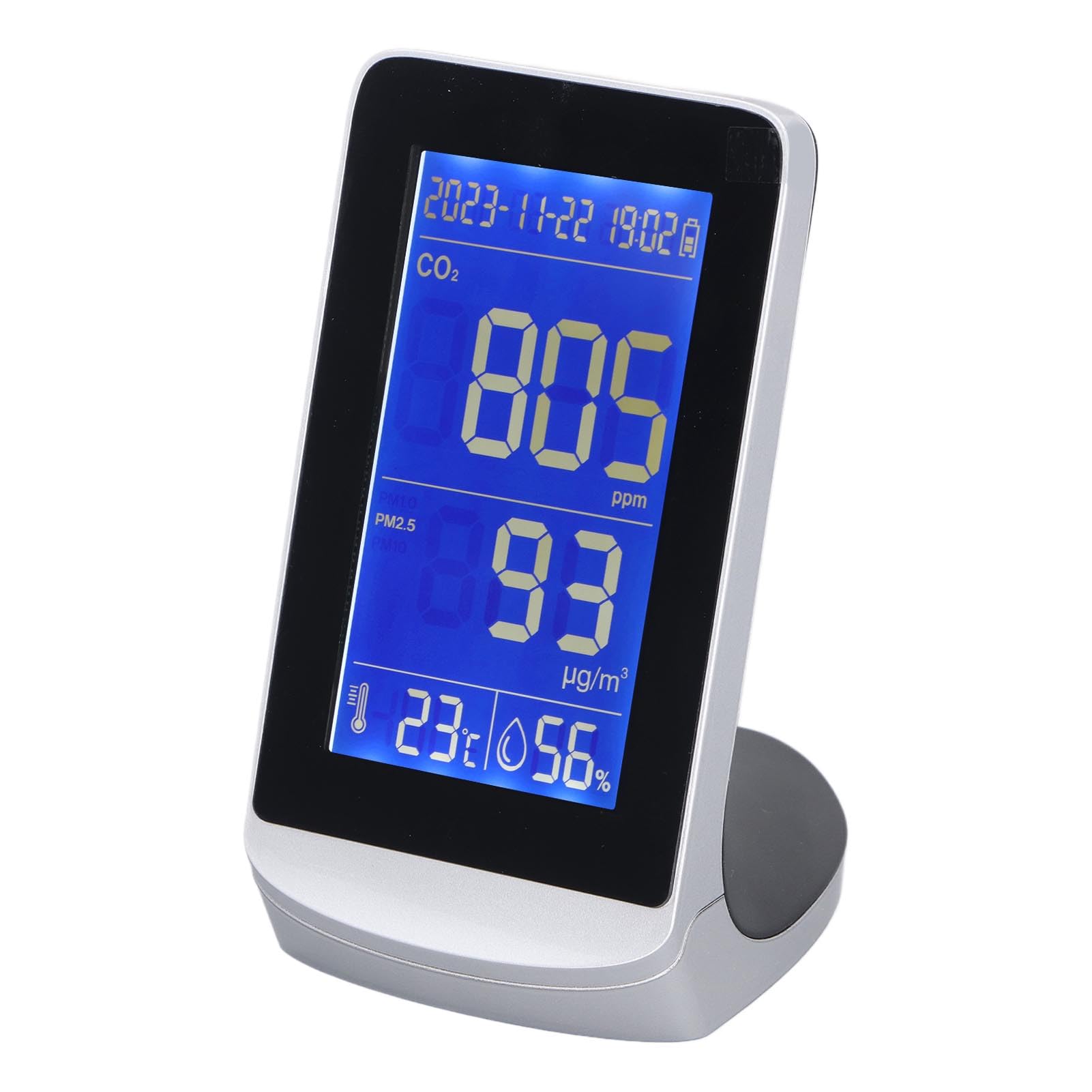 Monitor de calidad del aire CO2 PM2.5 PM10 PM1.0 Detector con temperatura Sensor de humedad Monitoreo en tiempo real para la oficina domiciliaria Uso exterior para interiores