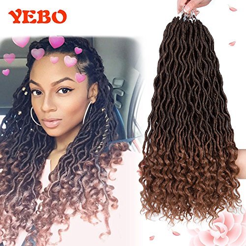 Goddess faux locs wavy curly faux locs crochet hair with curly ends synthetic hair extension (3 packs, 3 pack xqsq locs 1B-30)