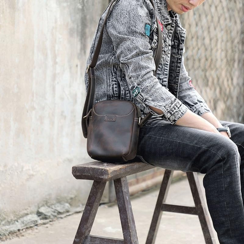 Sac à dos de transport en cuir Crazy Horse véritable avec finitions vintage haute qualité