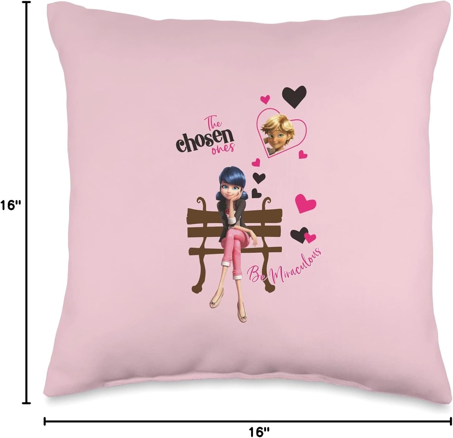 Miraculous Ladybug Charming Paris Adrien and Marinette Throw Pillow