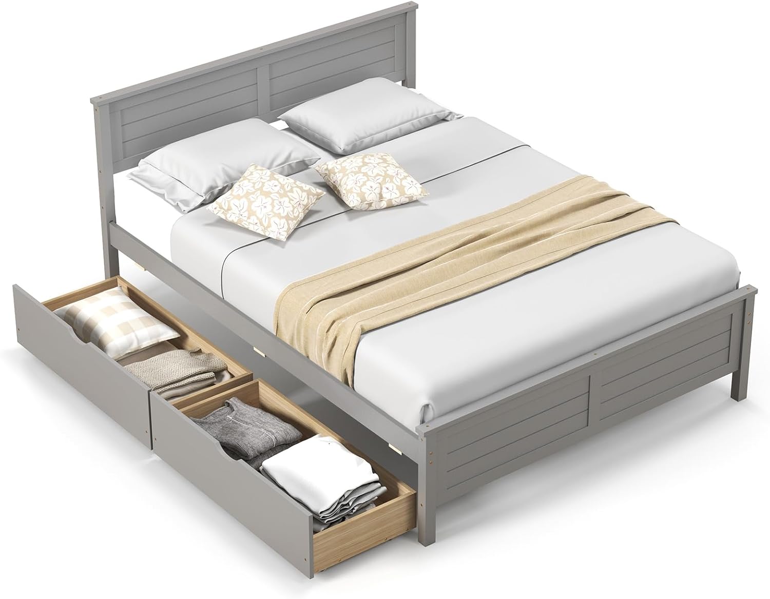 SlickBlue Full Size Platform Bed Frame with Storage Drawers