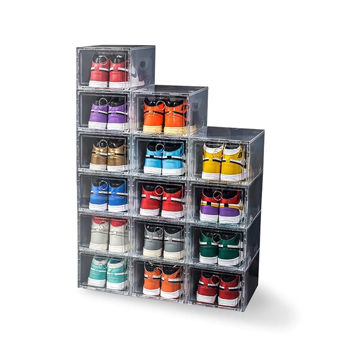Buy MQ HOME 12 Pack Shoe Storage Boxes,Shoe Box Clear Plastic Stackable