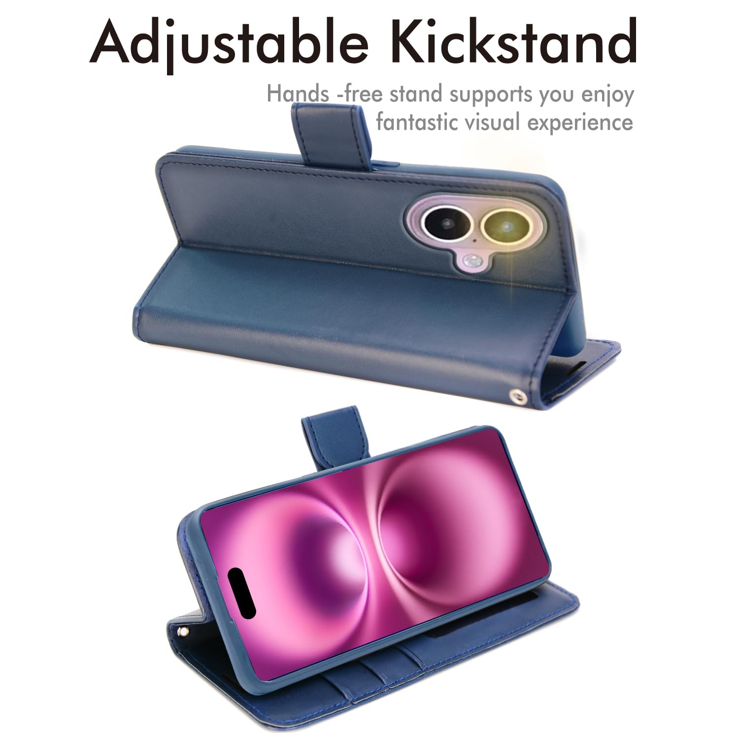 TECHGEAR Custodia a portafoglio in pelle per iPhone 16 Pro Max, custodia protettiva a portafoglio [blocco